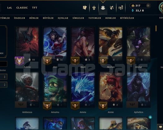 Temiz full şampiyon lol hesabı