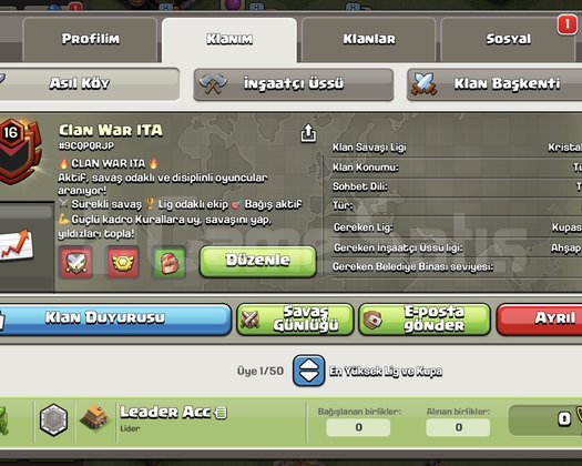 Acil satılık lvl 16 klan