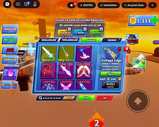 Blade ball itemler offer verin