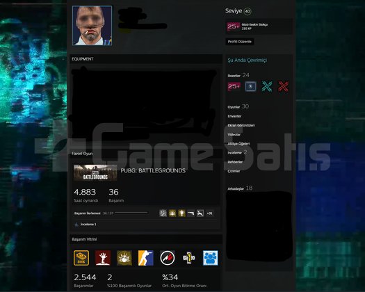 PUBG Steam Hesabı 4.883 Saat 1000+ Skin
