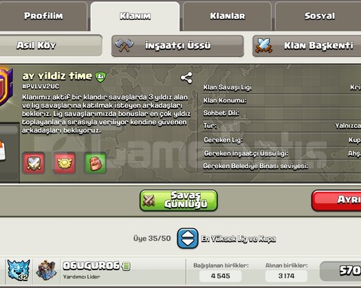 27 seviye olmaya az kalmış bir klan