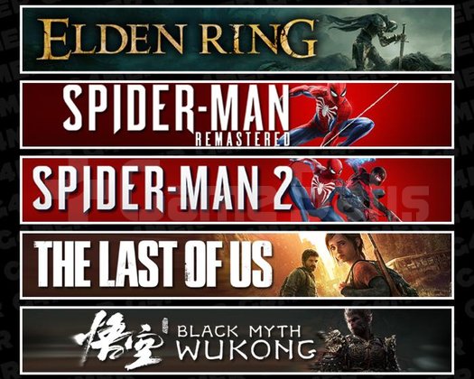 Elden +Spider 1 +2 +TLOU1 +Wukong