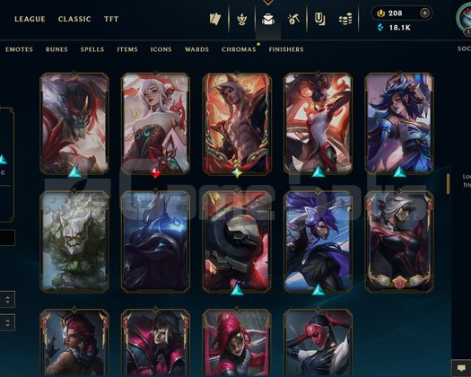 Ahri ve Sett kostümlü zümrüt 3 hesap
