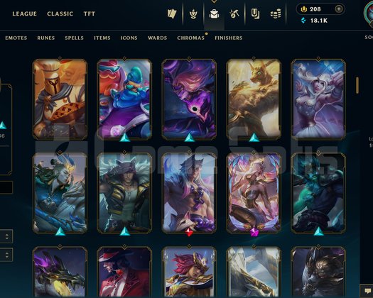 Ahri ve Sett kostümlü zümrüt 3 hesap