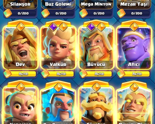 SATİLİK CR HESABİ 16 MAX KART BOL EMOJİL