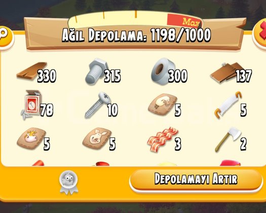 +17 LEVEL 1.000 AĞIL MALZEME HESAP