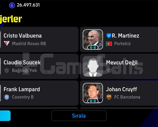 Hesabımda eski yeni oyuncular var