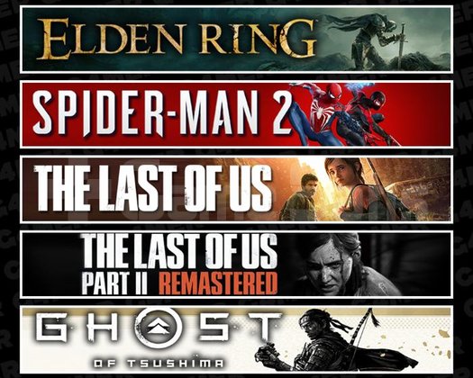 Elden +Spider 2 +TLOU1 +2 +Tsushima