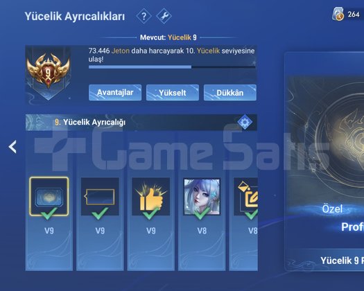185 seviye hesabım yücelik 9 seviye