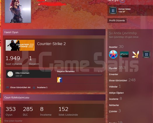 353 Oyunlu Steam Hesabı