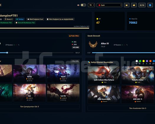 TR / 283 LVL + 97+1 SKİN + Altın 3 + OTO