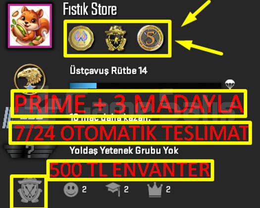 OTO | PRİME + 3-MADALYA + FACEİT + 500TL
