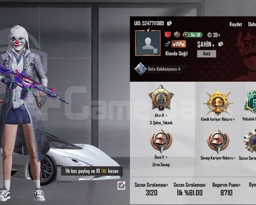 pubg maskaralı full hesap