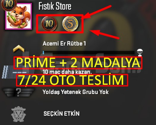 OTO | PRİME + 2-MADALYA + FACEİT + 5+10
