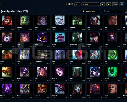 TR / 103 LVL + 25 SKİN + Zümrüt 1 + OTO