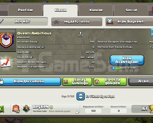 Aşırı hırslı klan ismi sv 35