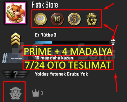 OTO | PRİME + 4-MADALYA + FACEİT + GTA V