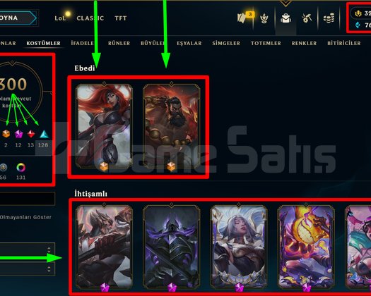 TR + 590 LVL + 300 KOSTÜM + 12 İHTİŞAM!