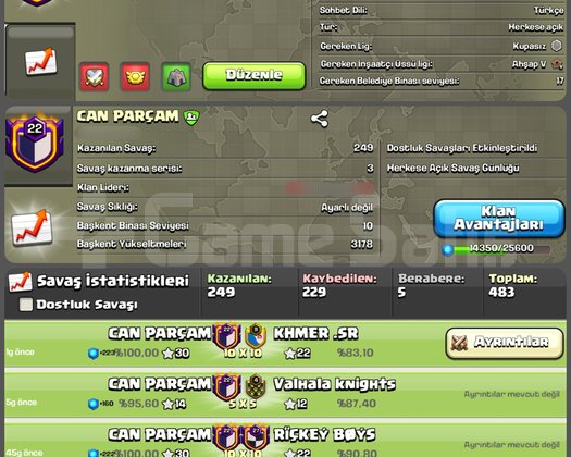 22 LVL CAN PARÇAM İSİMLİ KLAN