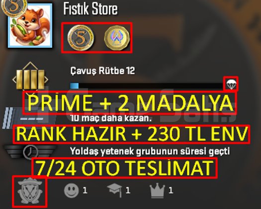 OTO | PRİME + 2-MADALYA + FACEİT + HAZİR