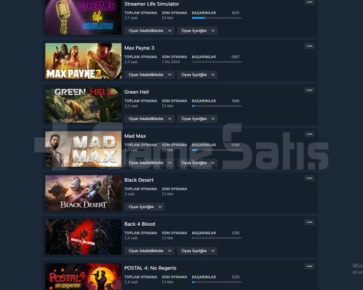 151 Oyunlu 6 Yıllık Steam Hesabı