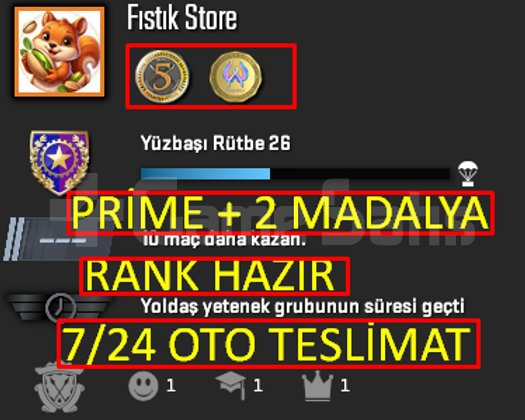 OTO | PRİME + 2+MADALYA + RANK HAZIR !!