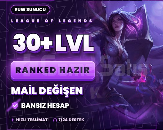 EUW 30+ LVL RANKED HAZIR | MAİL DEĞİŞEN
