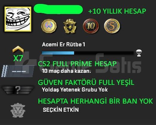 CS2 FULL Prime 4 Madalya | Yeşil Faktör