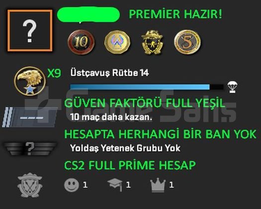 Premier Hazır CS2 Prime Yeşil Faktör