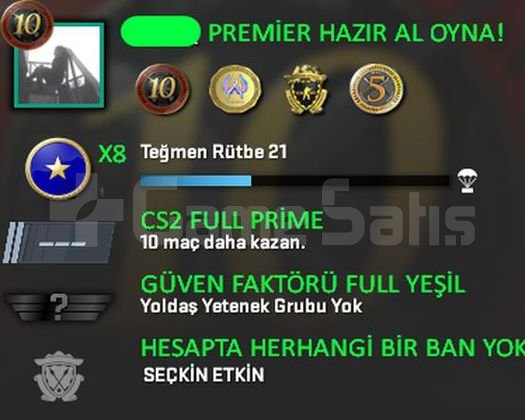 Premier Hazır CS2 Prime Yeşil Faktör