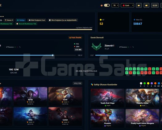 TR / 236 LVL + 180 SKİN + Elmas 2 + OTO