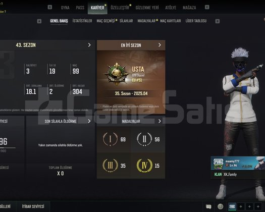 10 yükseltilebilirli 3 max PUBG hesabı