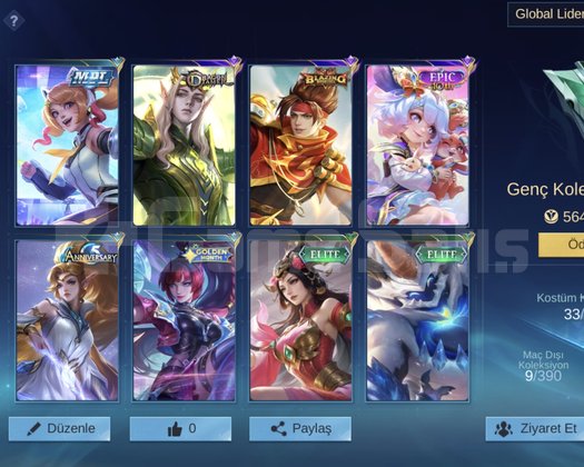 Mlbb 70 açık karakter mistik ligi