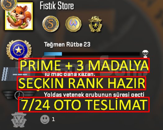 OTO | PRİME + 3+ROZET + RANK HAZIR +MAİL