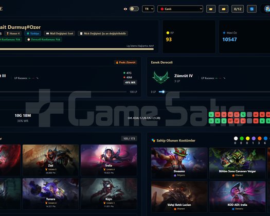 TR / 58 LVL + 21 SKİN + Zümrüt 3 + OTO