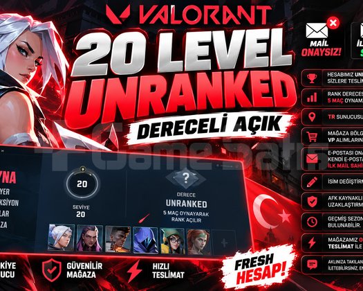 İLK MAİL SENİN 20 Lwl Unranked Hesap