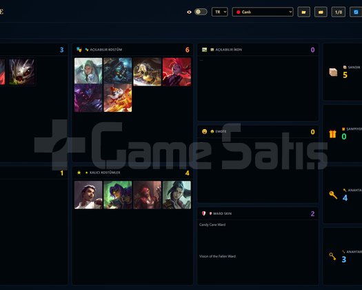 EUW /41 LVL + 6 SKİN + GOLD MMR + 50K ÖZ