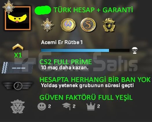 TR HESAP CS2 Prime Yeşil FaktörX1