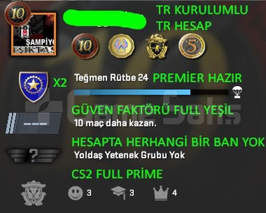 TR HESAP CS2 Prime Yeşil FaktörX2