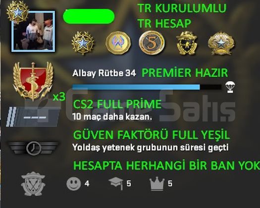TR HESAP CS2 Prime Yeşil FaktörX3