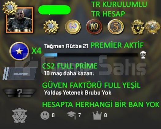 TR HESAP CS2 Prime Yeşil FaktörX4