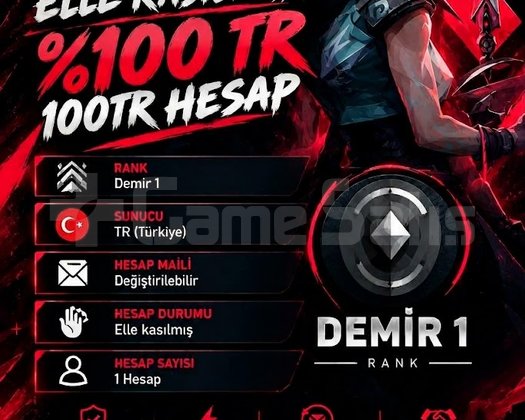 TR + DEMİR 1 + MAİL DEĞİŞEN +DÜŞÜK MMR !