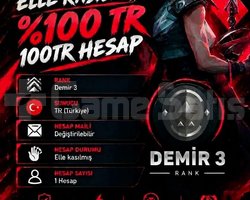 TR + DEMİR 3 + MAİL DEĞİŞEN +DÜŞÜK MMR !