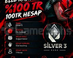 TR + SİLVER 3 + MAİL DEĞİŞEN +DÜŞÜK MMR