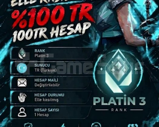 TR + PLATİN 3 + MAİL DEĞİŞEN +DÜŞÜK MMR