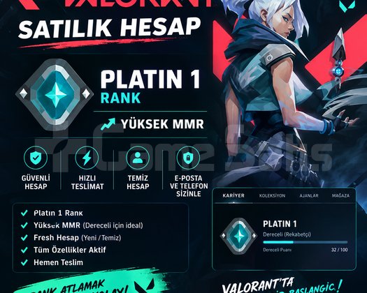 VALORANT PLAT 1 HESAP | YÜKSEK MMR |
