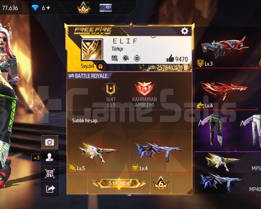SATILIK 5 YILLIK FREE FIRE HESABI
