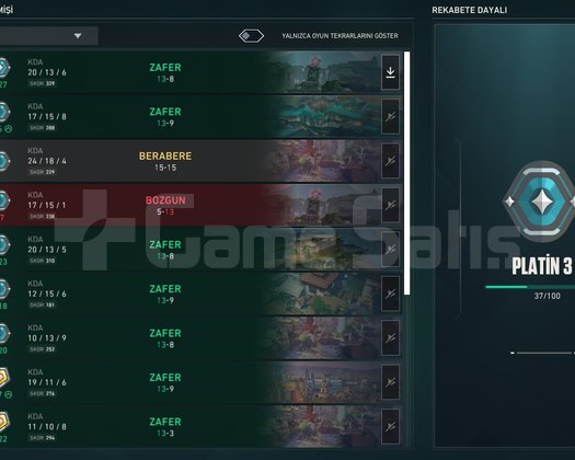 Yeni Sezon Plat 3 Yük MMR