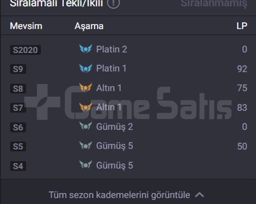 DERECELİ HAZIR 113 SKİN HİGH MMR