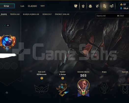 DERECELİ HAZIR 113 SKİN HİGH MMR